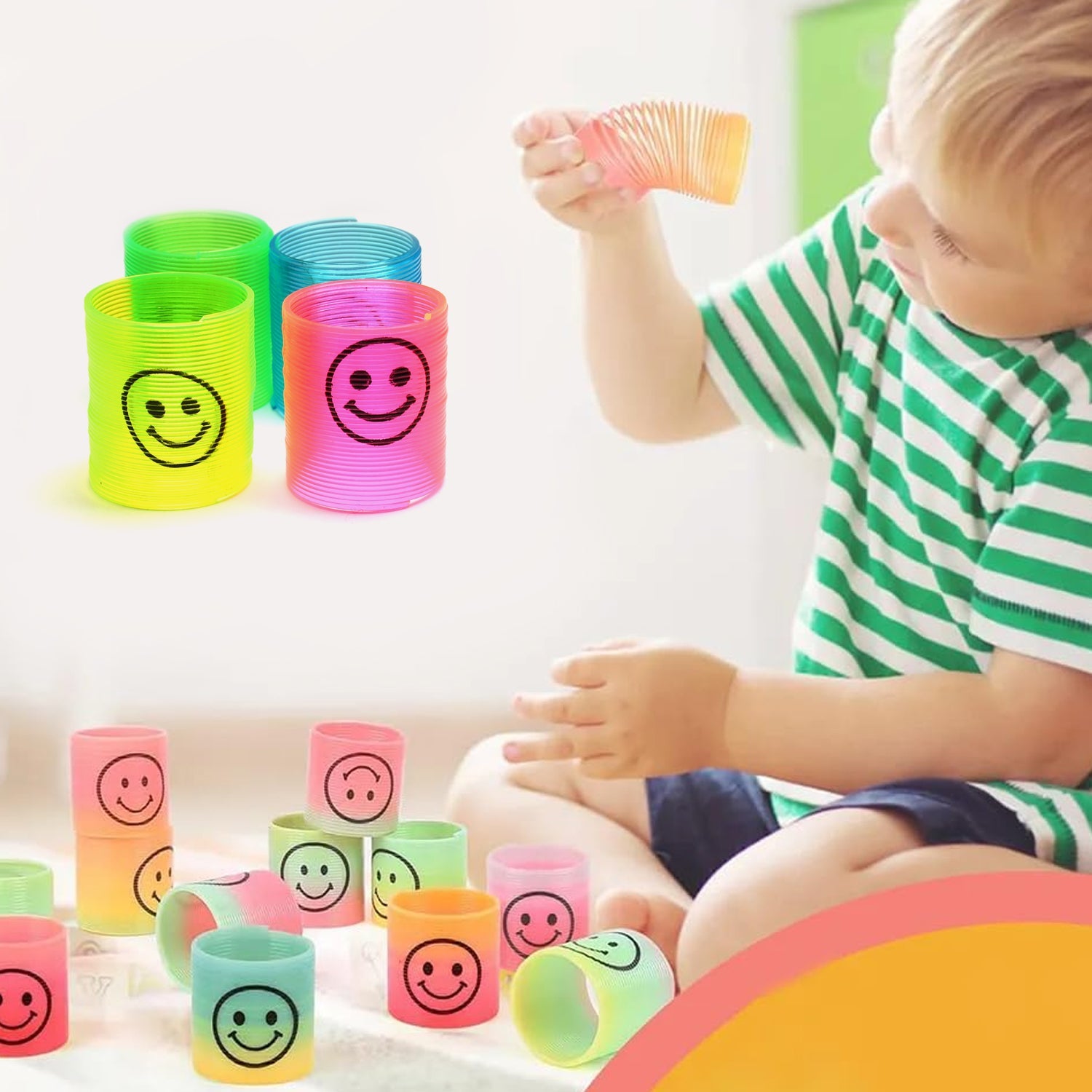 Multicolor Magic Smiley Spring, Spring Toys, Slinky, Slinky Spring Toy, Toy for Kids for Birthdays, Compact and Portable Easy to Carry (12 Pcs Set) Multicolor Magic Smiley Spring, Spring Toys, Slinky, Slinky Spring Toy, Toy for Kids for Birthdays, Compact and Portable Easy to Carry (12 Pcs Set)